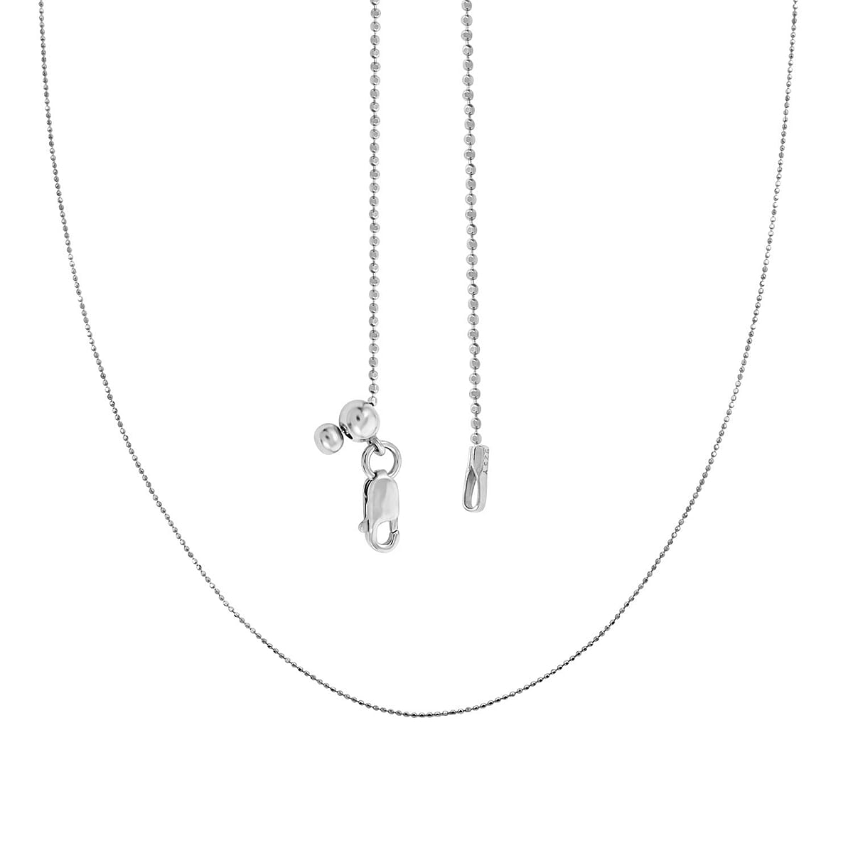 Sterling Silver Beaded Adjustable Necklace 24 Inches 2.40 Grams image number 3