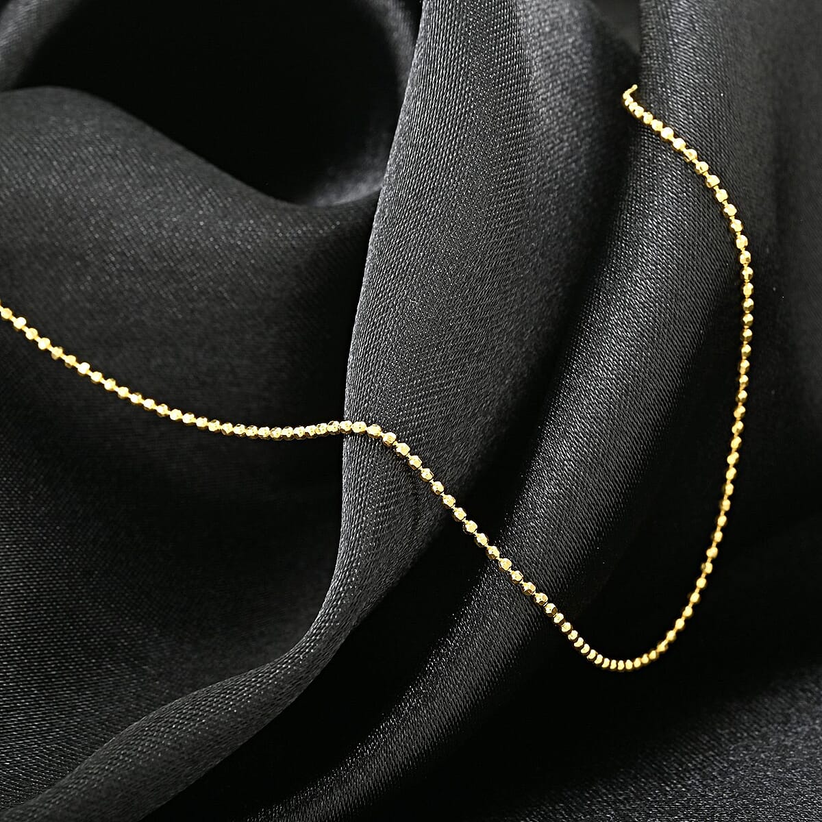 14K Yellow Gold Over Sterling Silver Beaded Adjustable Necklace 24 Inches 2.40 Grams image number 1