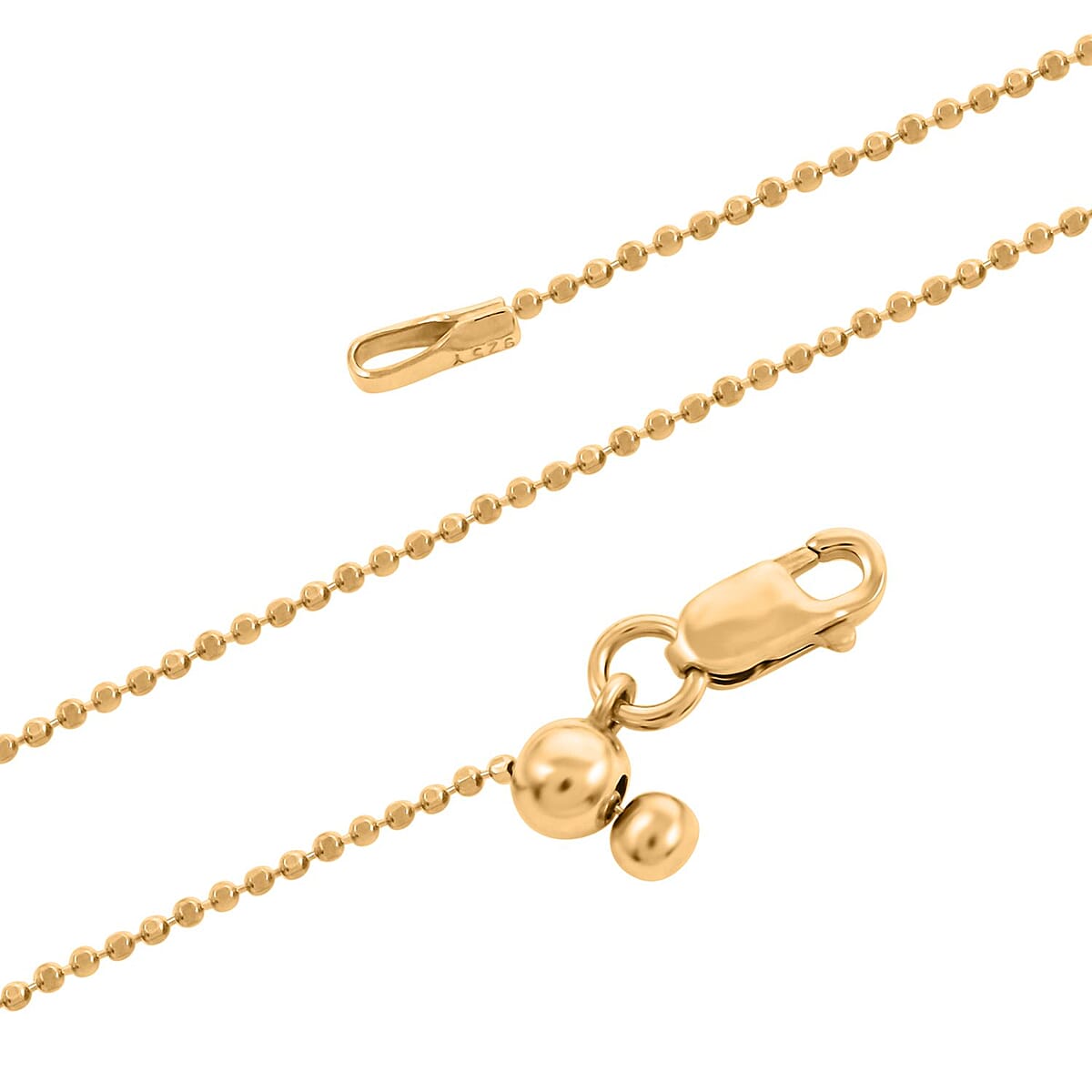 14K Yellow Gold Over Sterling Silver Beaded Adjustable Necklace 24 Inches 2.40 Grams image number 2