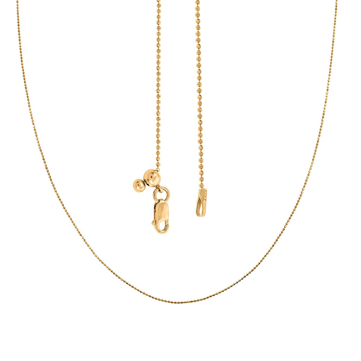 14K Yellow Gold Over Sterling Silver Beaded Adjustable Necklace 24 Inches 2.40 Grams image number 3