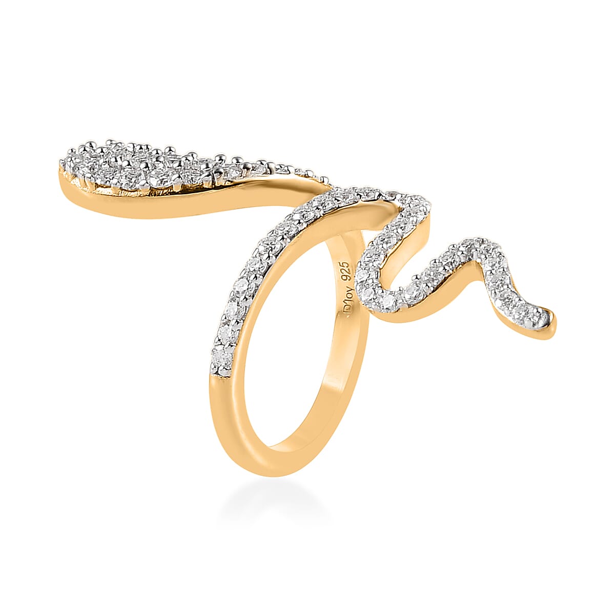 Moissanite Snake Ring in Vermeil Yellow Gold Over Sterling Silver (Size 5.0) 0.60 ctw image number 3
