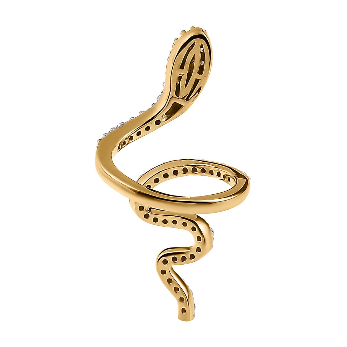 Moissanite Snake Ring in Vermeil Yellow Gold Over Sterling Silver (Size 5.0) 0.60 ctw image number 4