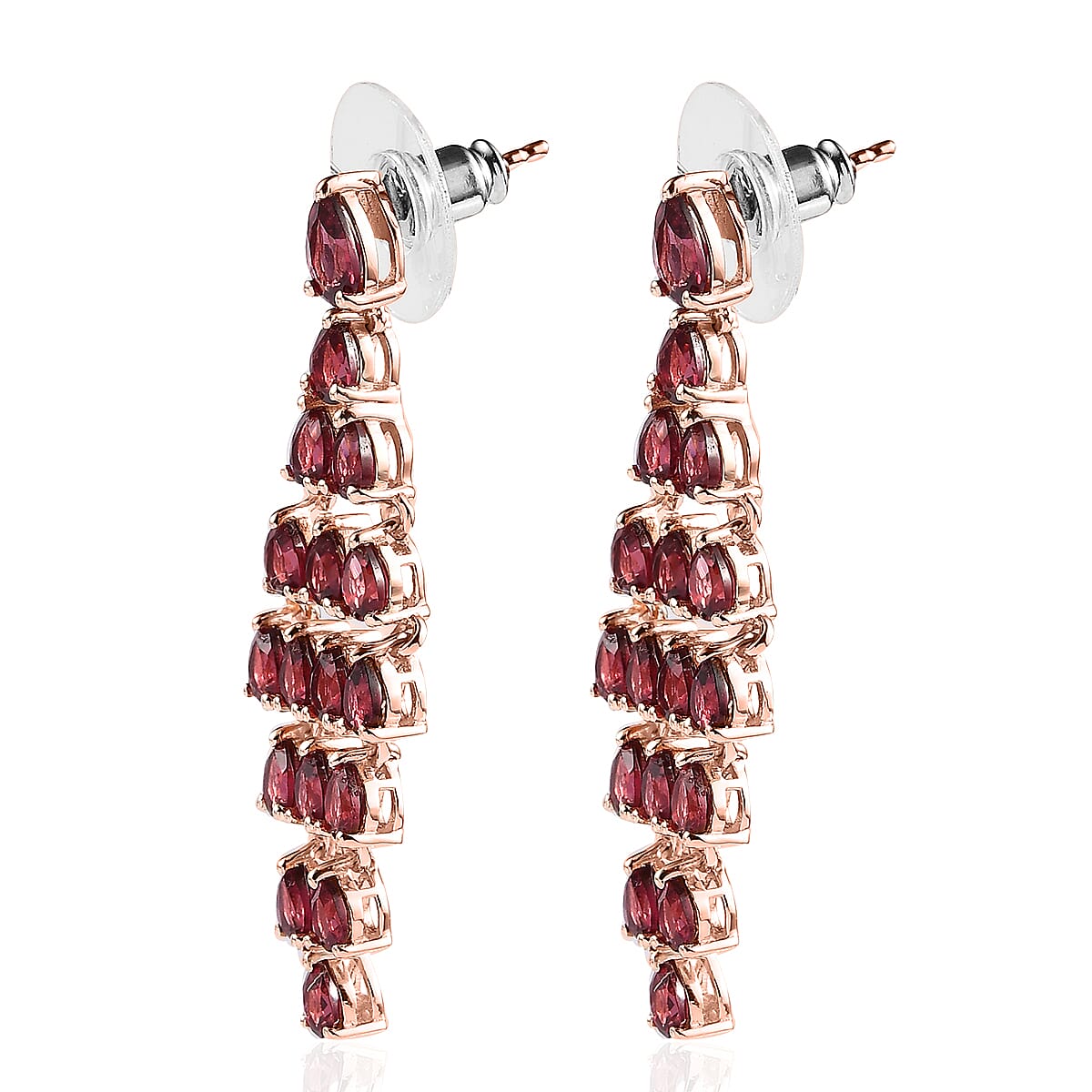 Tanzanian Rhodolite Garnet Dangling Earrings in Vermeil Rose Gold Over Sterling Silver 7.00 ctw image number 4