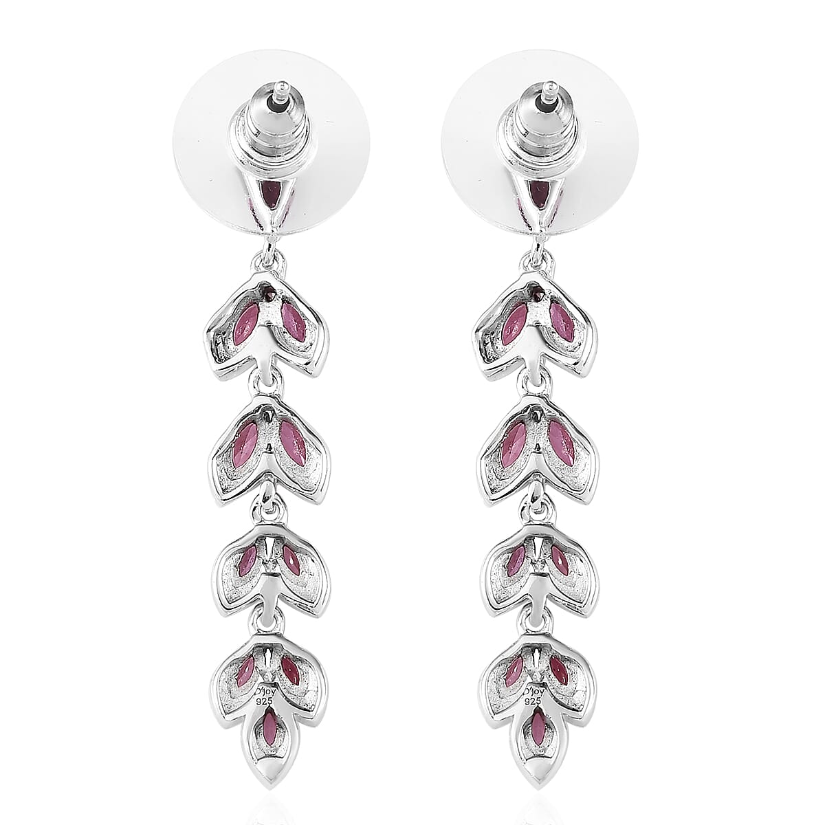 Tanzanian Rhodolite Garnet Dangling Earrings in Platinum Over Sterling Silver 2.75 ctw image number 3
