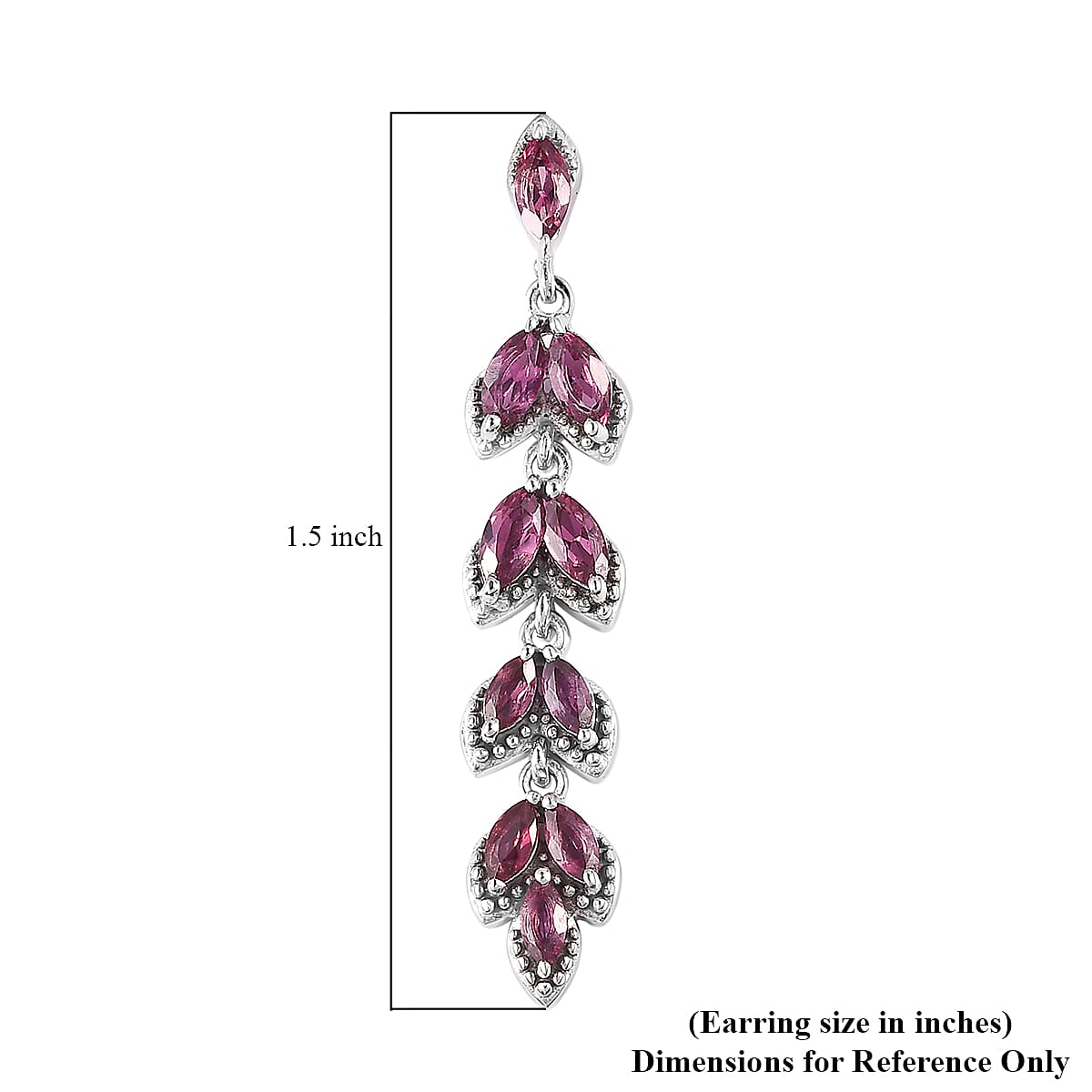 Tanzanian Rhodolite Garnet Dangling Earrings in Platinum Over Sterling Silver 2.75 ctw image number 4