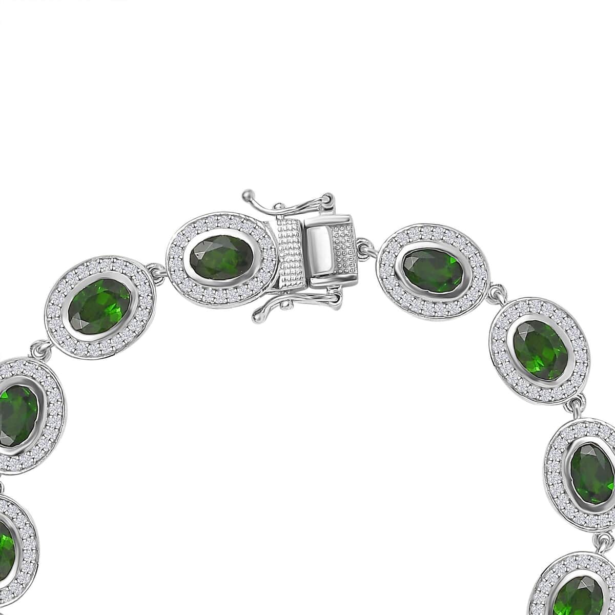 Natural Chrome Diopside and White Zircon Bracelet in Platinum Over Sterling Silver (6.50 In) 13.00 ctw image number 3