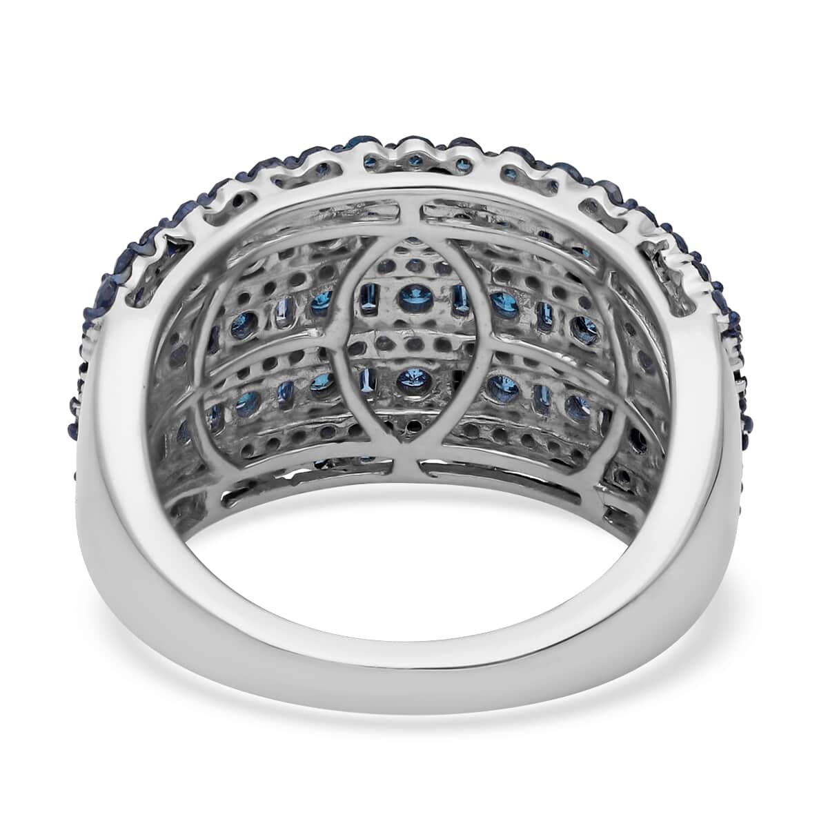 Doorbuster Venice Blue Diamond Ring in Platinum Over Sterling Silver (Size  10.0) 2.00 ctw