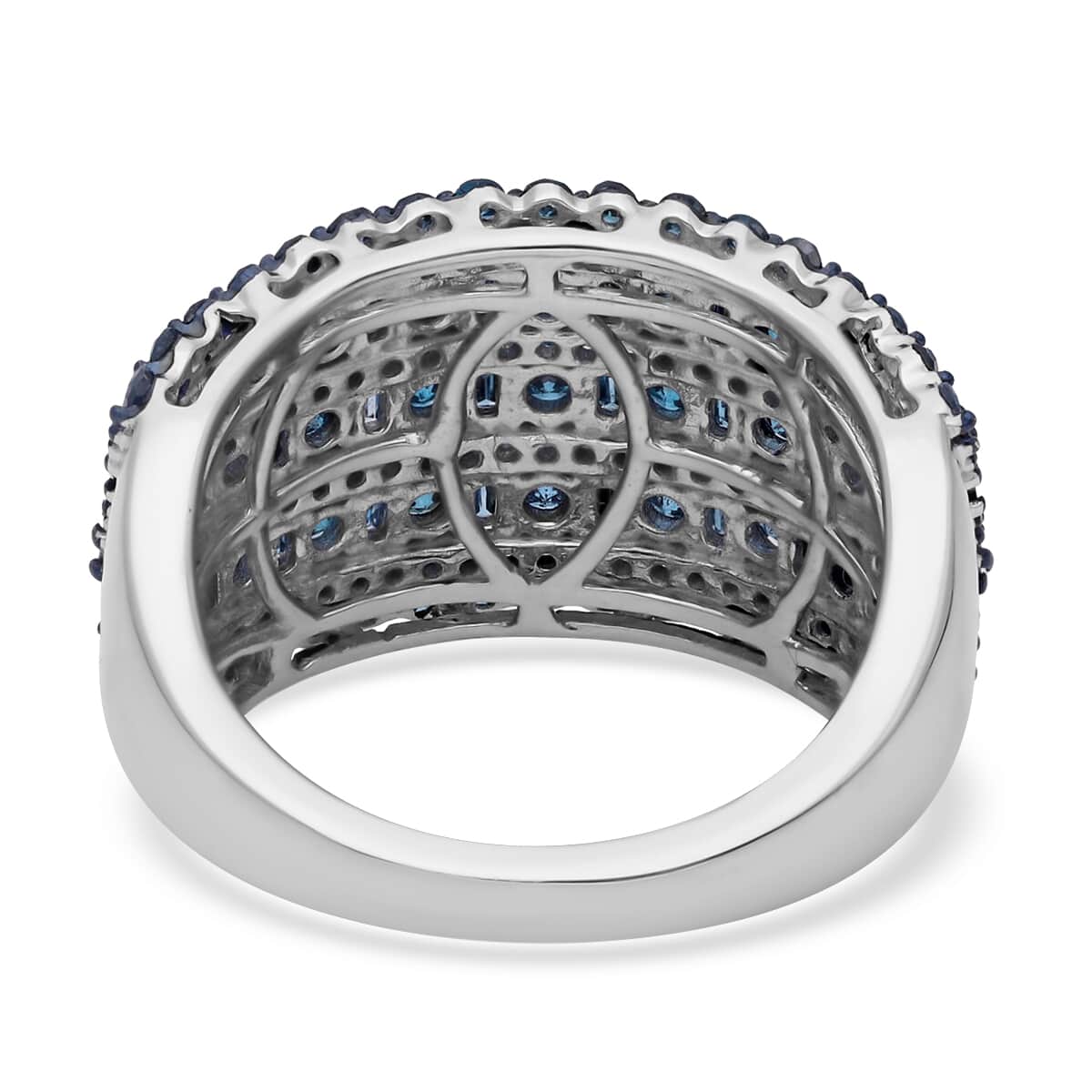 Doorbuster Venice Blue Diamond Ring in Platinum Over Sterling Silver (Size 10.0) 2.00 ctw image number 4