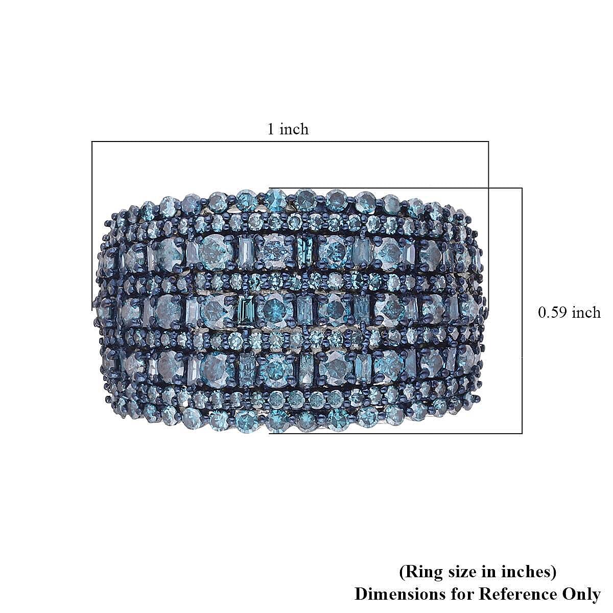 Doorbuster Venice Blue Diamond Ring in Platinum Over Sterling Silver (Size 10.0) 2.00 ctw