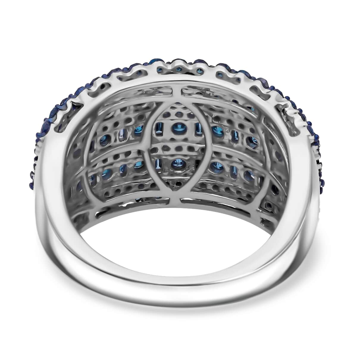 Venice Blue Diamond Cluster Ring in Platinum Over Sterling Silver (Size 7.0) 2.00 ctw image number 4