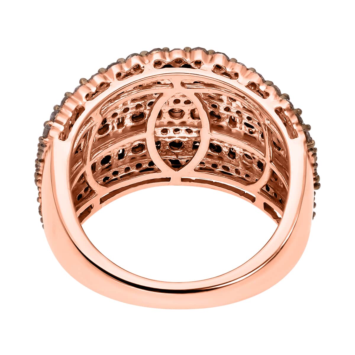 Natural Champagne Diamond Cluster Ring in Vermeil Rose Gold Over Sterling Silver (Size 7.0) 2.00 ctw image number 4