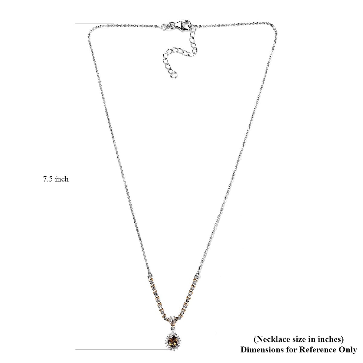 Golden Tanzanite and White Zircon Necklace 18-20 Inches in Vermeil Yellow Gold and Platinum Over Sterling Silver 1.00 ctw image number 5