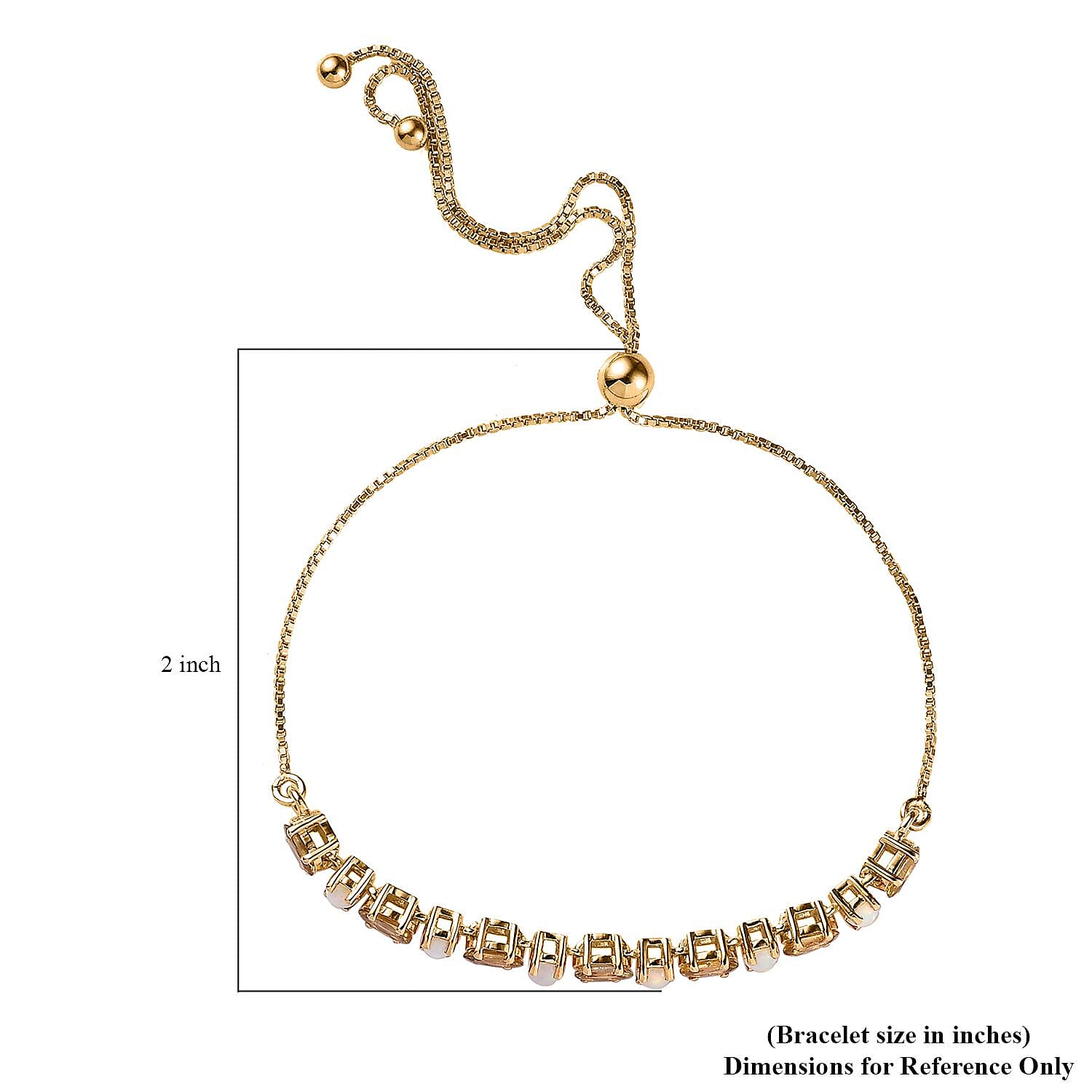 Golden Tanzanite and Ethiopian Welo Opal Bolo Bracelet in Vermeil Yellow Gold Over Sterling Silver 2.35 ctw