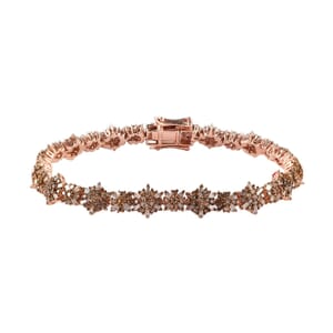 Natural Champagne Diamond Floral Bracelet in Vermeil Rose Gold Over Sterling Silver (7.25 In) 5.00 ctw