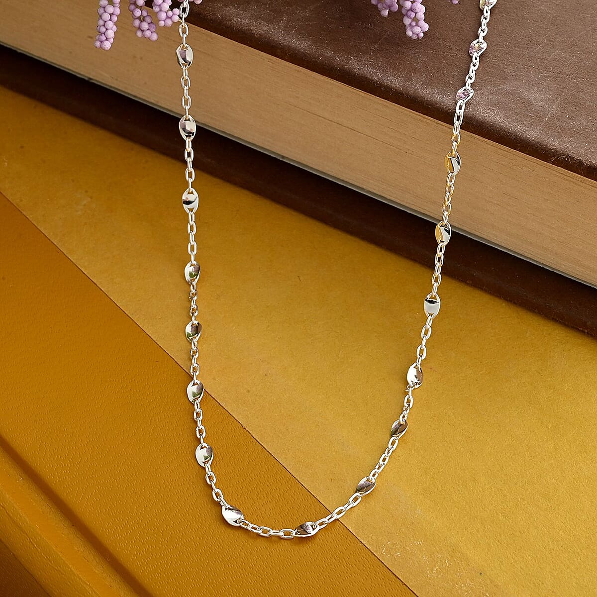 Sterling Silver Station Necklace 20 Inches 2.80 Grams image number 1