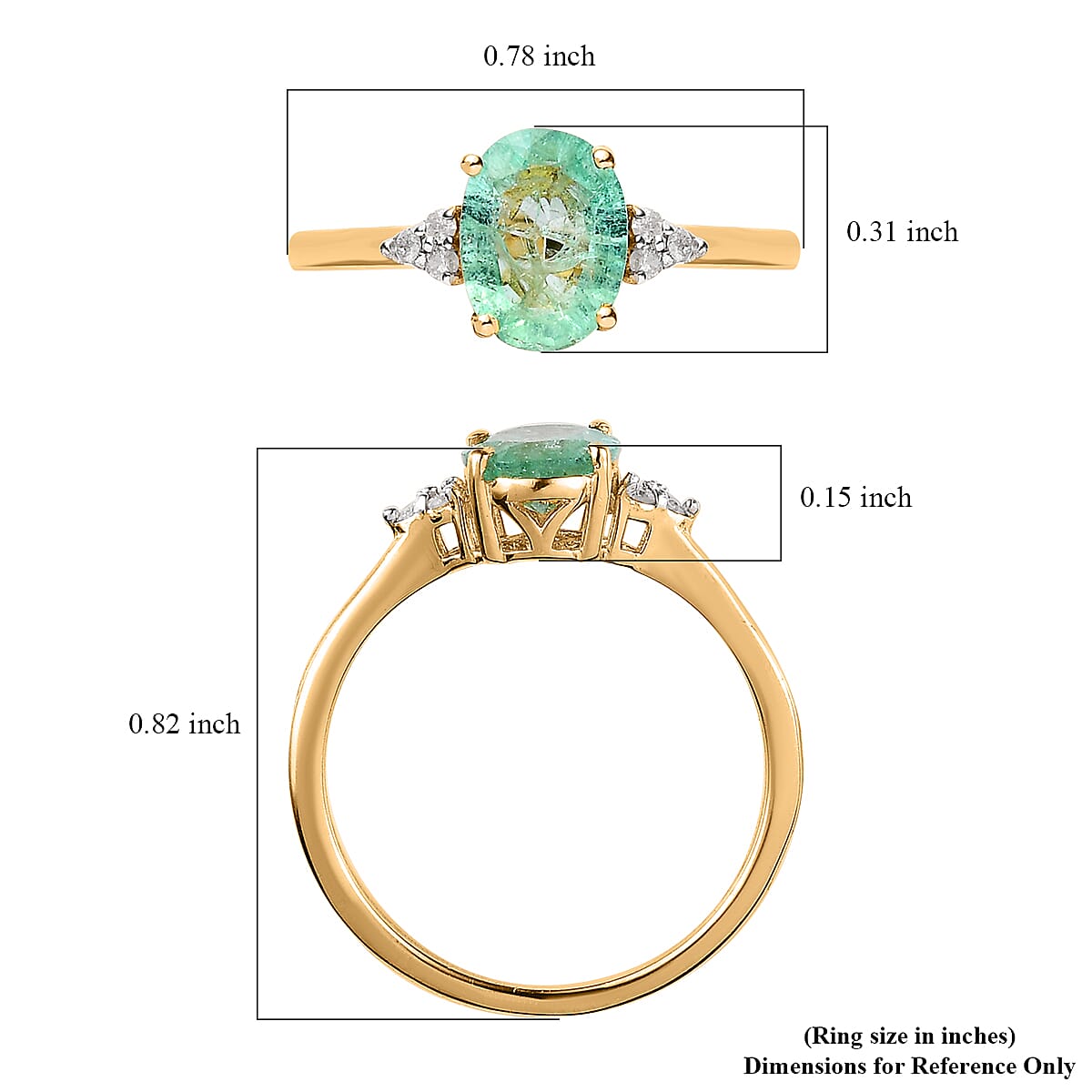 Ethiopian Emerald and Diamond Ring in Vermeil Yellow Gold Over Sterling Silver 1.10 ctw image number 5
