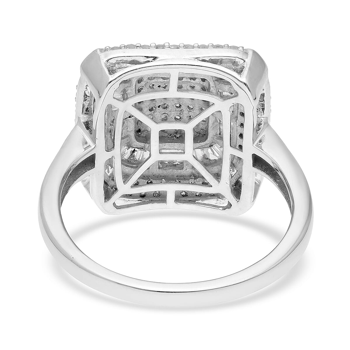 Diamond Ring in Platinum Over Sterling Silver (Size 10.0) 1.00 ctw