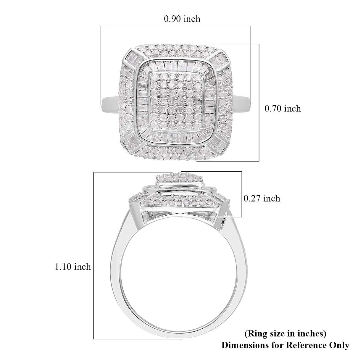 Diamond Ring in Platinum Over Sterling Silver (Size 10.0) 1.00 ctw image number 5