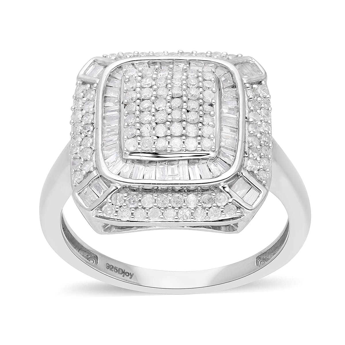 Doorbuster Diamond Ring in Platinum Over Sterling Silver (Size 10.0) 1.00 ctw image number 0