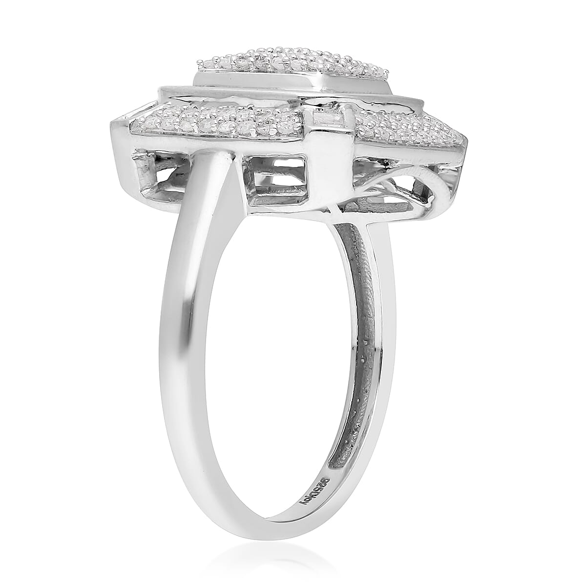 Doorbuster Diamond Ring in Platinum Over Sterling Silver (Size 10.0) 1.00 ctw image number 3