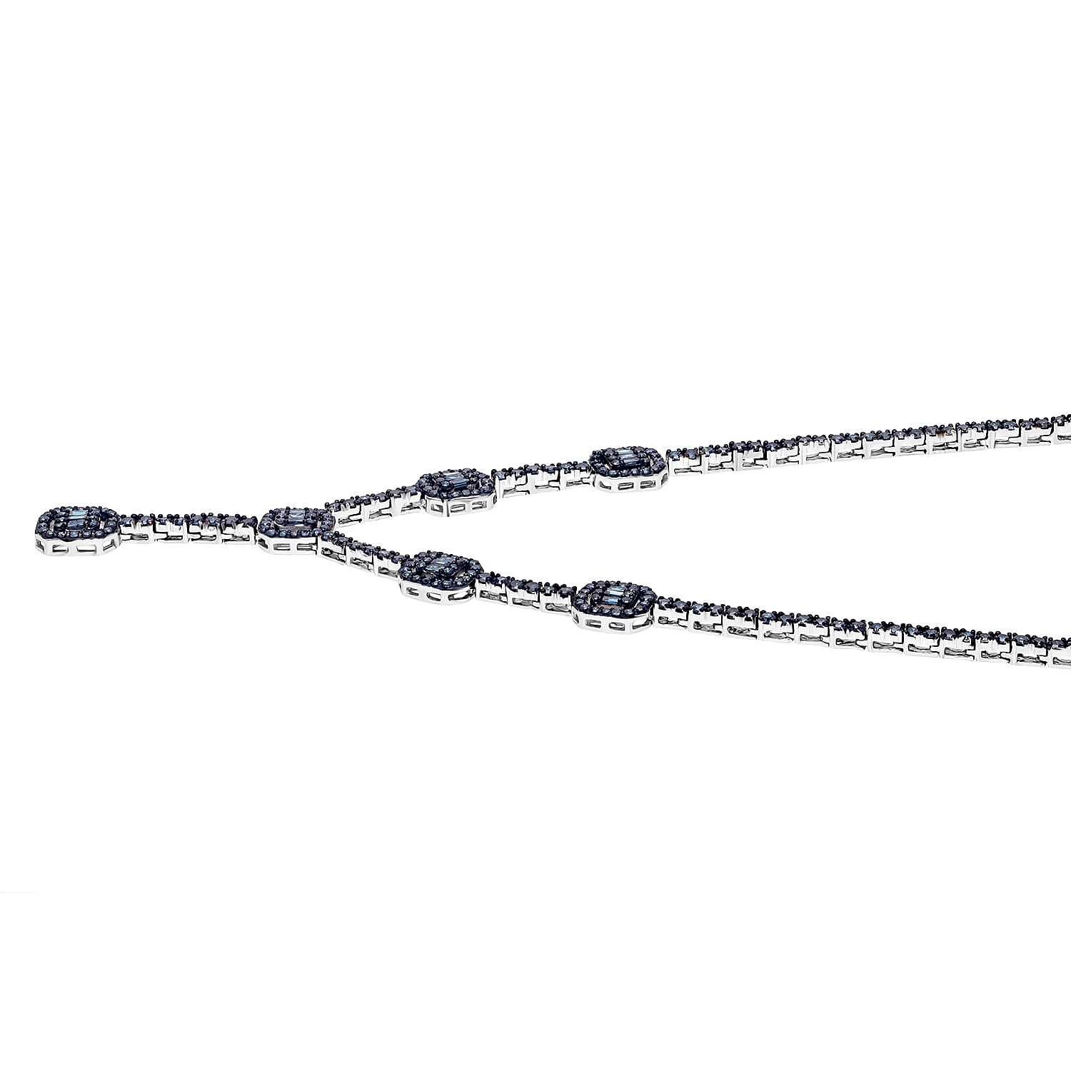 Venice Blue Diamond Necklace 18-20 Inches in Platinum Over Sterling Silver 3.00 ctw
