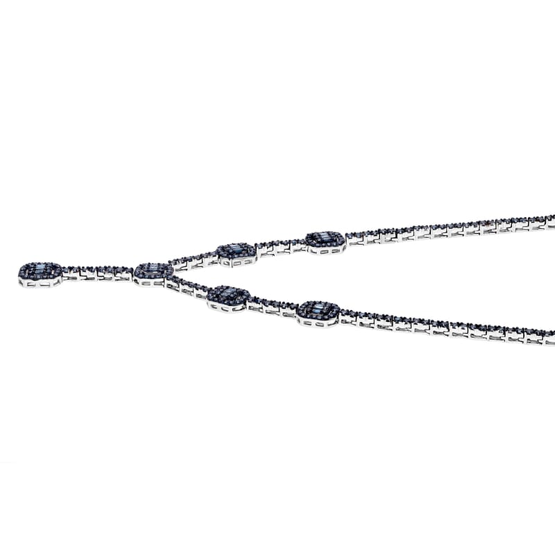 Venice Blue Diamond Necklace 18-20 Inches in Platinum Over Sterling Silver 3.00 ctw