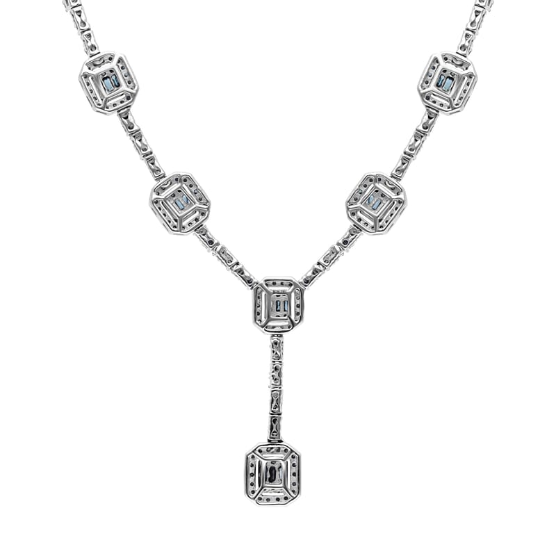 Venice Blue Diamond Necklace 18-20 Inches in Platinum Over Sterling Silver 3.00 ctw