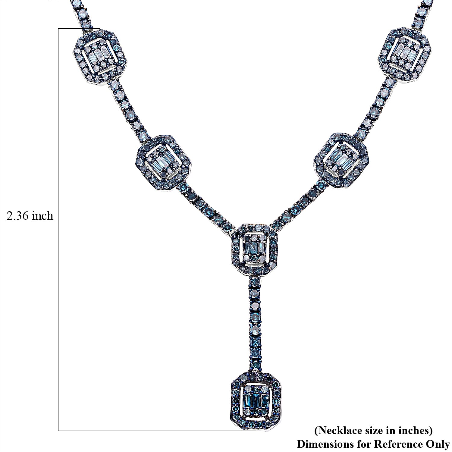 Venice Blue Diamond Necklace 18-20 Inches in Platinum Over Sterling Silver 3.00 ctw
