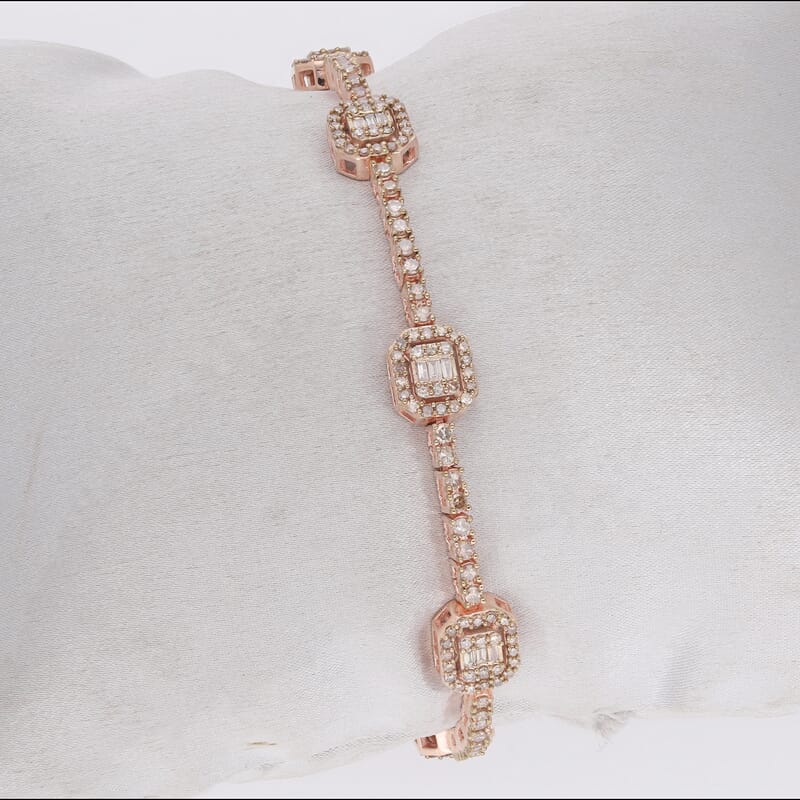 Natural Champagne Diamond Bracelet in Vermeil RG Over Sterling Silver (7.25 In) 3.00 ctw