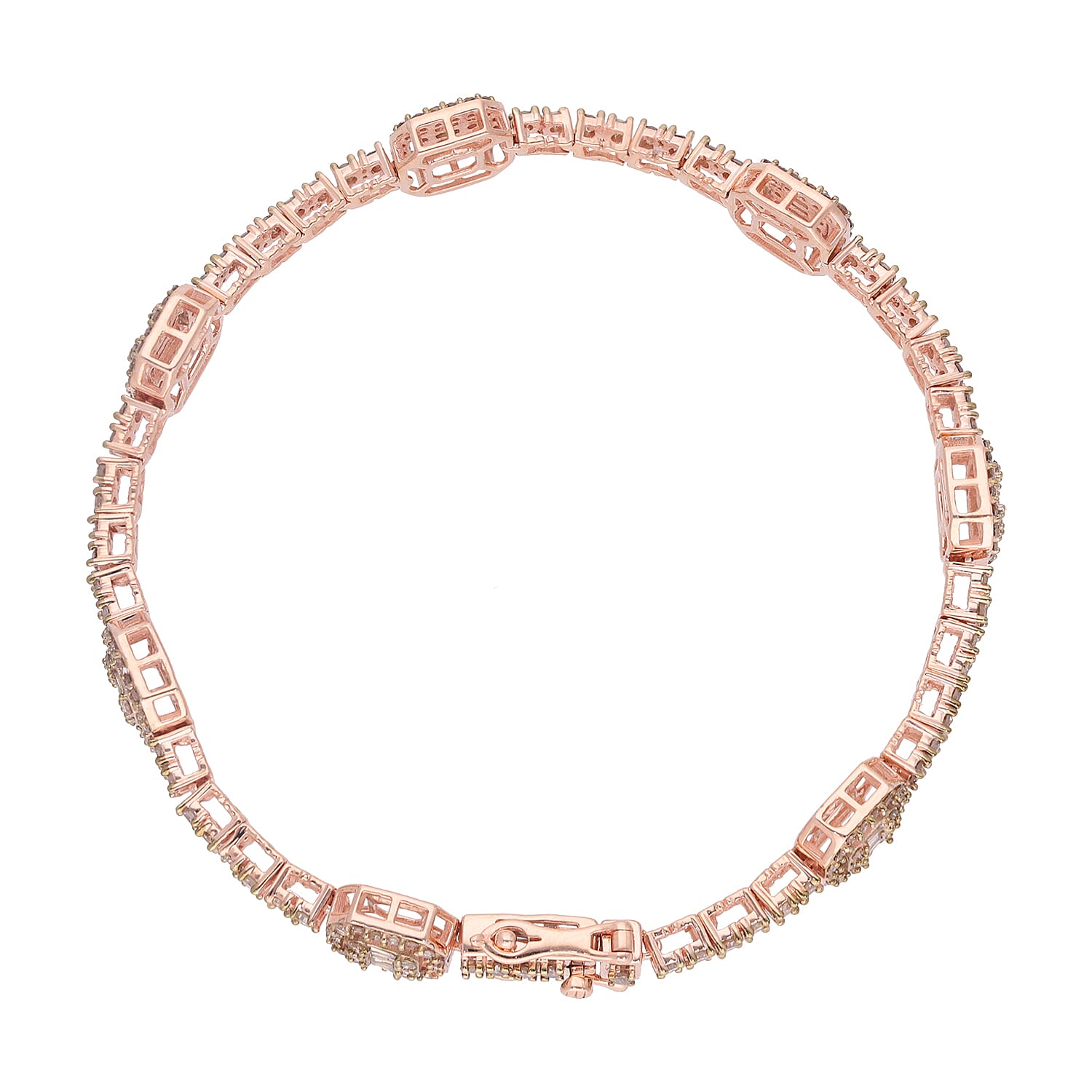 Natural Champagne Diamond Bracelet in Vermeil RG Over Sterling Silver (7.25 In) 3.00 ctw