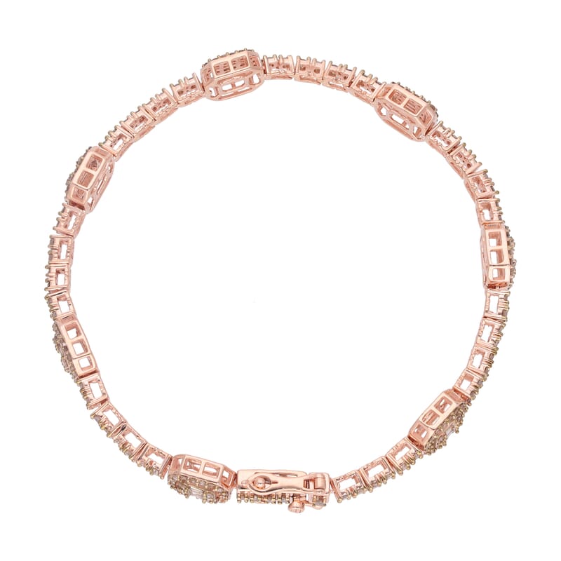 Natural Champagne Diamond Bracelet in Vermeil RG Over Sterling Silver (7.25 In) 3.00 ctw