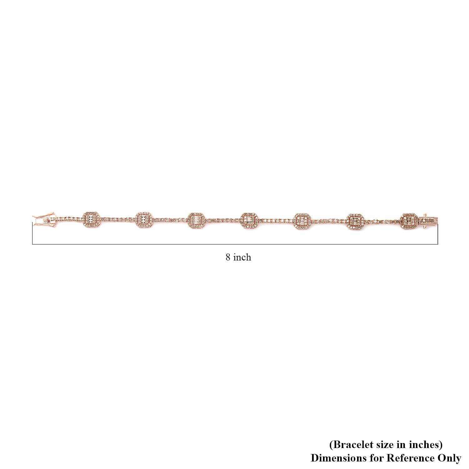 Natural Champagne Diamond Bracelet in Vermeil RG Over Sterling Silver (7.25 In) 3.00 ctw
