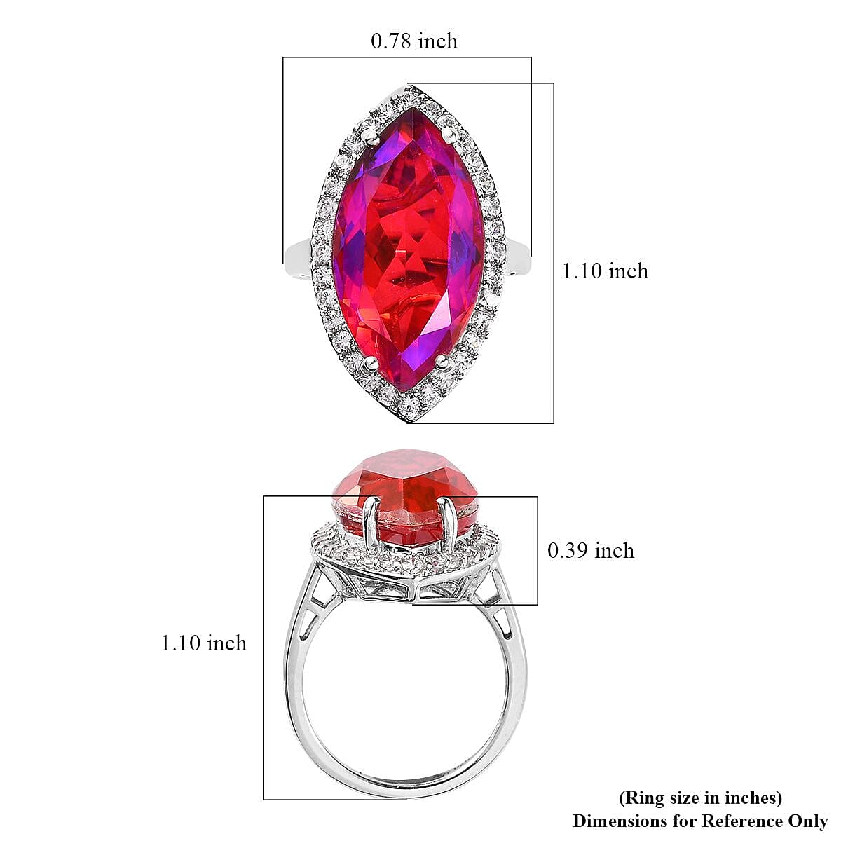 Volcanic Quartz (Triplet) and White Zircon Ring in Platinum Over Sterling Silver (Size 10.0) 13.40 ctw