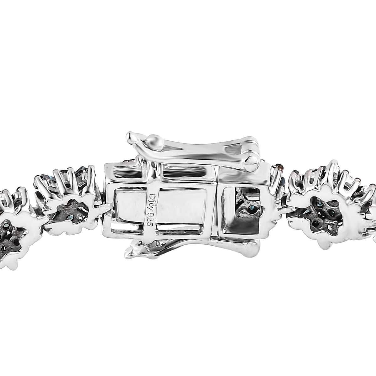 Venice Blue Diamond Floral Bracelet in Platinum Over Sterling Silve (7.25 In) 5.00 ctw image number 3