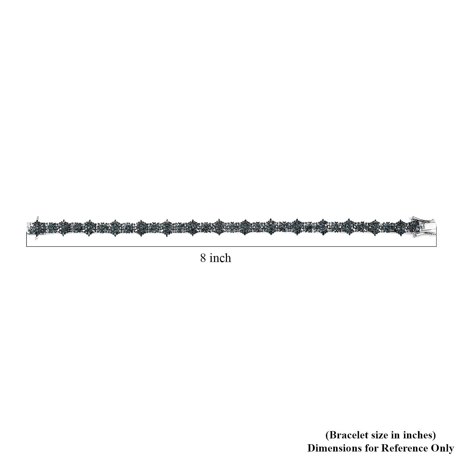 D'Joy Venice Blue Diamond Floral Bracelet in Platinum Over Sterling Silver (7.25 In) 5.00 ctw