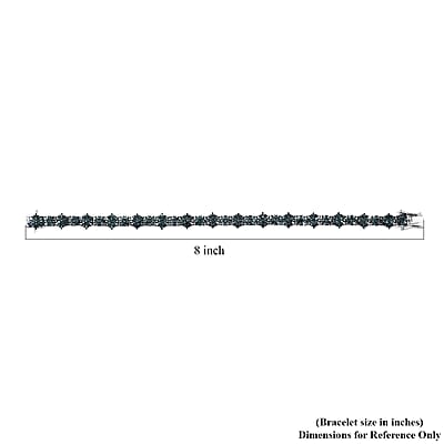 D'Joy Venice Blue Diamond Floral Bracelet in Platinum Over Sterling Silver (7.25 In) 5.00 ctw