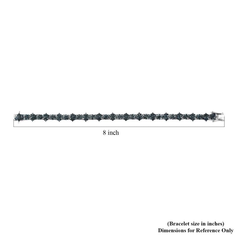 D'Joy Venice Blue Diamond Floral Bracelet in Platinum Over Sterling Silver (7.25 In) 5.00 ctw