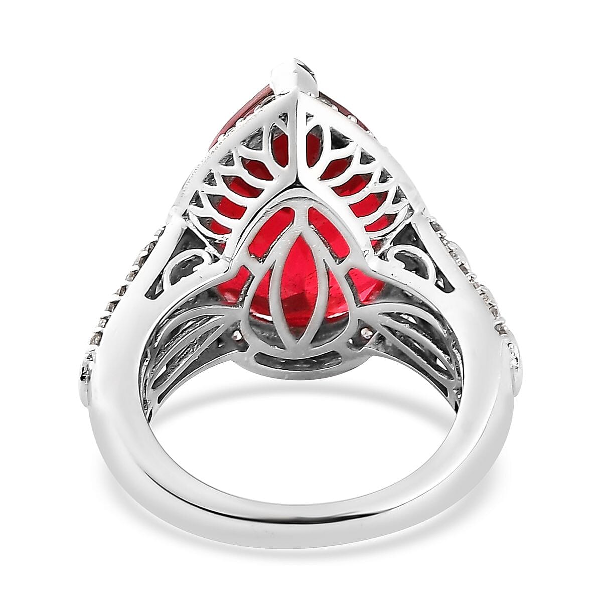 Volcanic Quartz (Triplet) and White Zircon Ring in Platinum Over Sterling Silver (Size 10.0) 11.60 ctw image number 4