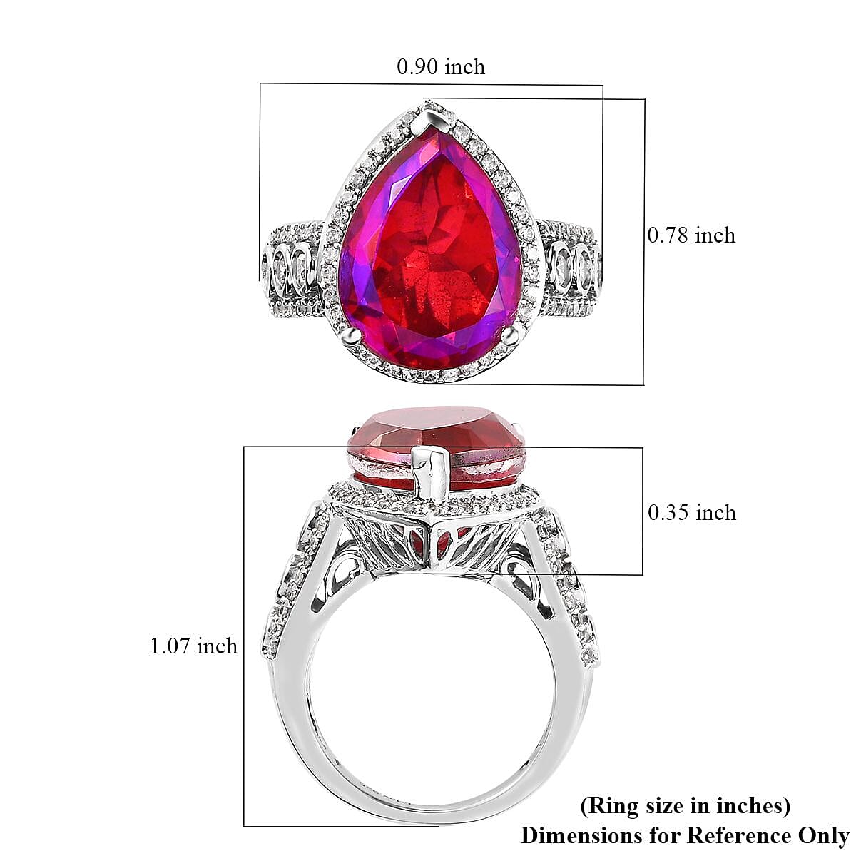 Volcanic Quartz (Triplet) and White Zircon Ring in Platinum Over Sterling Silver (Size 10.0) 11.60 ctw image number 5