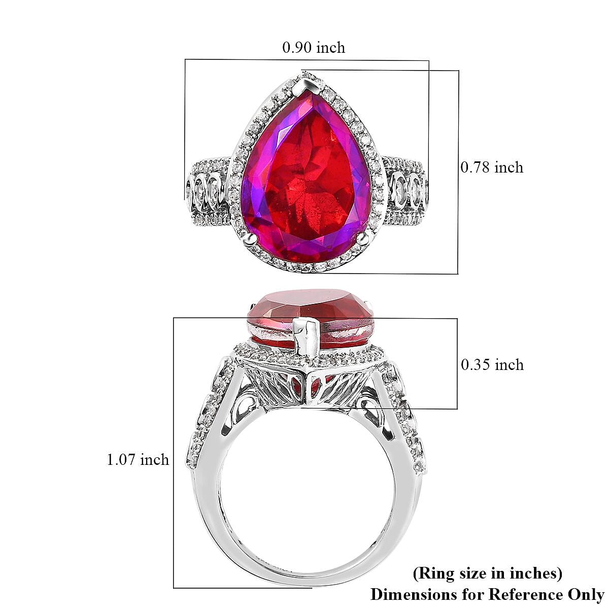 Volcanic Quartz (Triplet) and White Zircon Ring in Platinum Over Sterling Silver (Size 7.0) 11.60 ctw image number 5