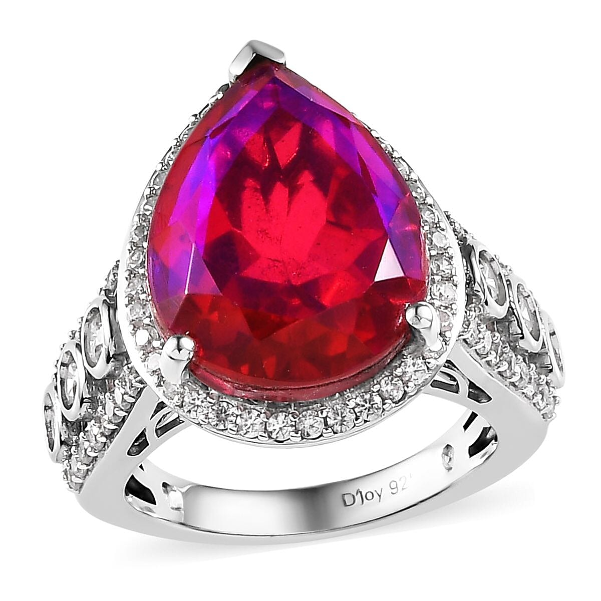 Volcanic Quartz (Triplet) and White Zircon Ring in Platinum Over Sterling Silver (Size 9.0) 11.60 ctw image number 0