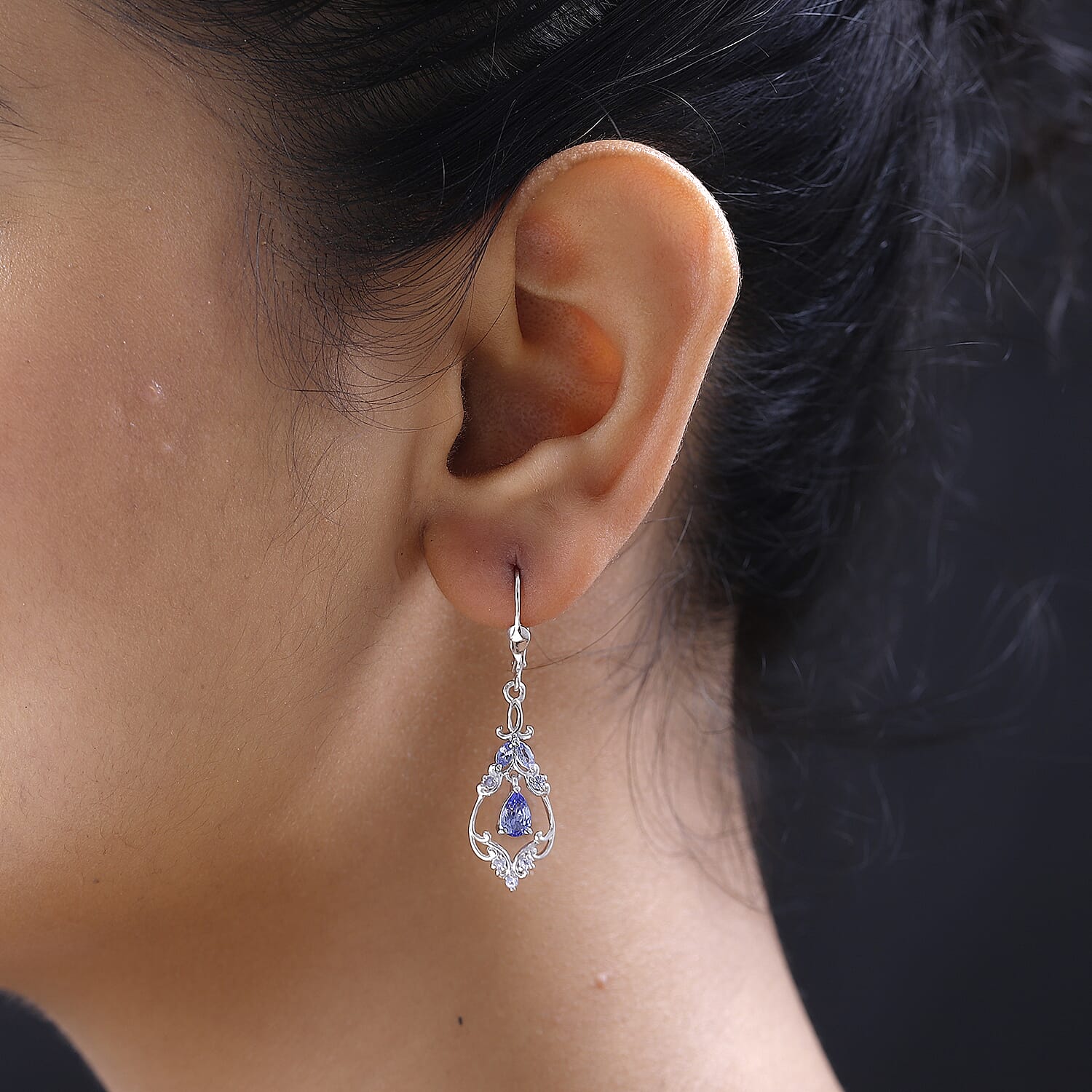 Tanzanite Lever Back Earrings in Platinum Over Sterling Silver 1.25 ctw