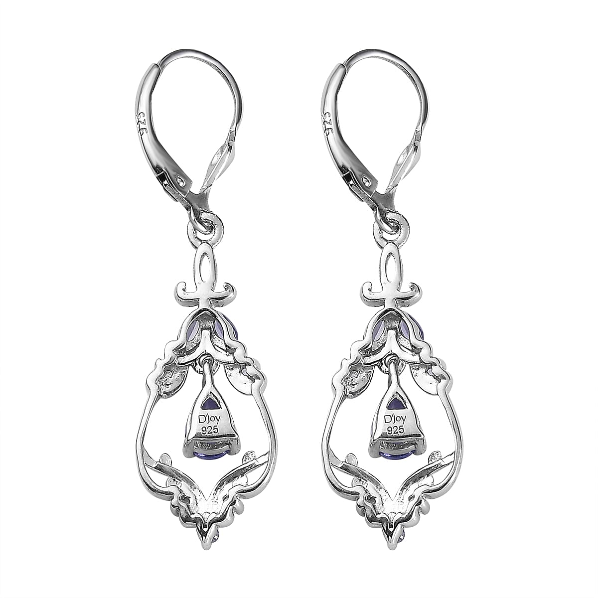 Tanzanite Lever Back Earrings in Platinum Over Sterling Silver 1.25 ctw