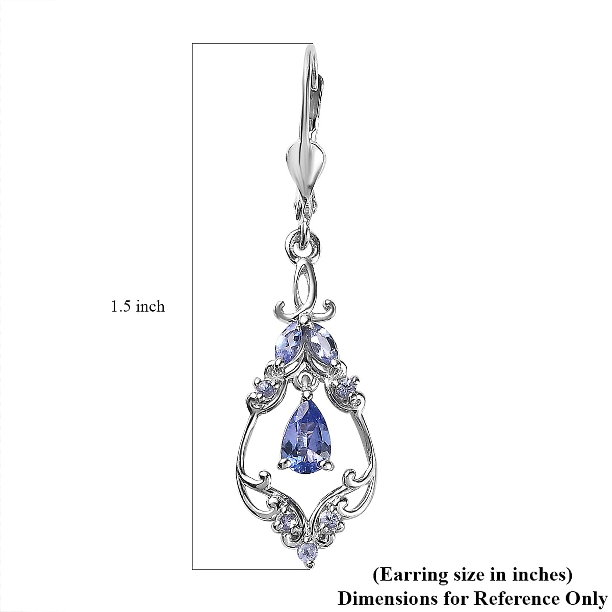 Tanzanite Lever Back Earrings in Platinum Over Sterling Silver 1.25 ctw