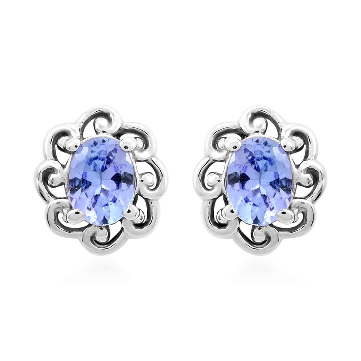 Tanzanite Stud Earrings in Platinum Over Sterling Silver 0.65 ctw image number 0