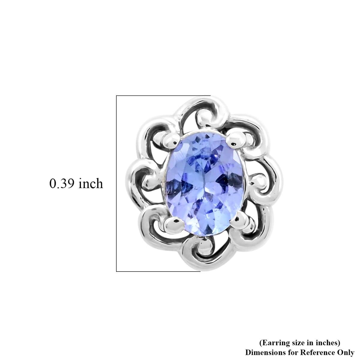 Tanzanite Stud Earrings in Platinum Over Sterling Silver 0.65 ctw image number 4