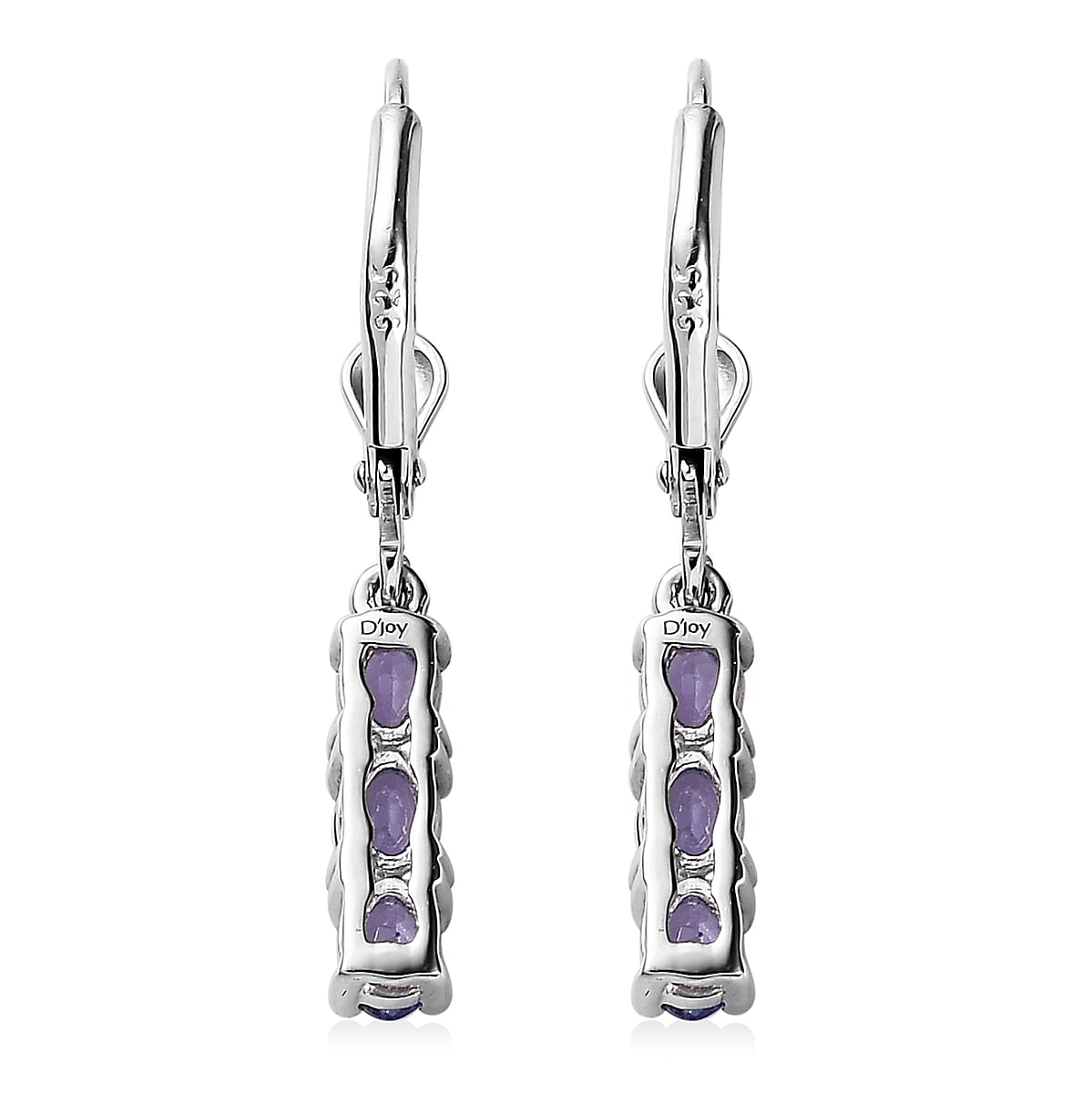 Tanzanite Lever Back Earrings in Platinum Over Sterling Silver 1.10 ctw image number 4