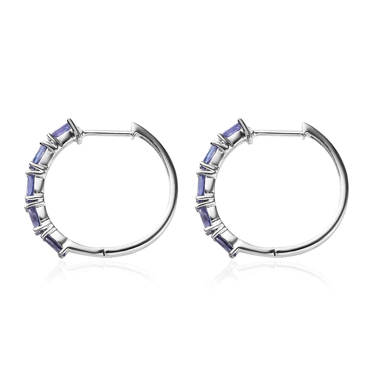 Buy Tanzanite Hoop Earrings in Platinum Over Sterling Silver 2.35 ctw ...