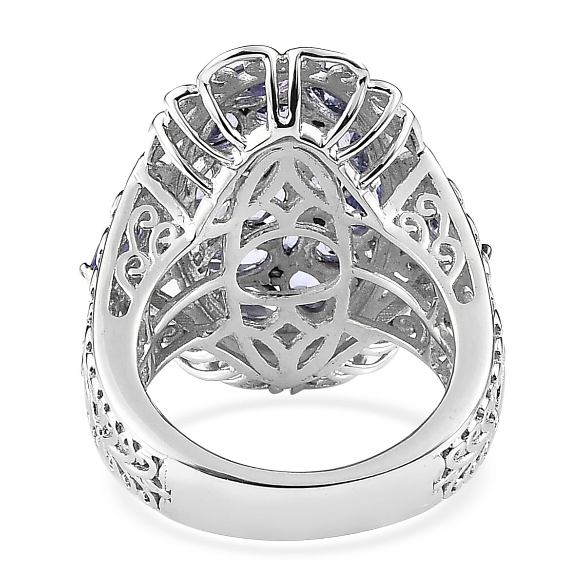 Tanzanite Cluster Ring in Platinum Over Sterling Silver (Size 5.0) 3.50 ctw image number 4