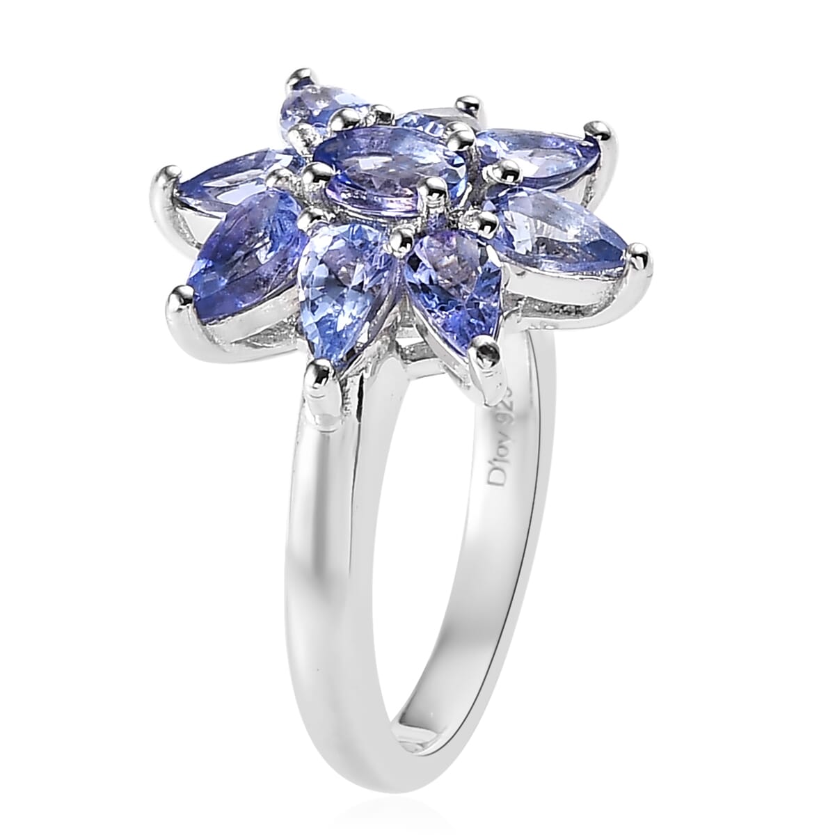 Tanzanite Floral Ring in Platinum Over Sterling Silver 1.85 ctw image number 3
